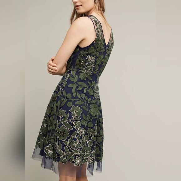 Anthropologie Pankaj & Nidhi Embroidered Fern Dress Size 6 New - Picture 3 of 15